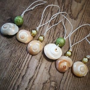 Set of 6 Shark Eye Seashell Christmas Ornaments